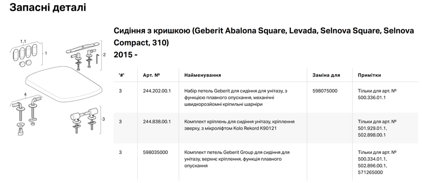 SELNOVA Square сидіння кришка для унітаза slow closing, Geberit 500.338.01.1 500.338.01.1 фото